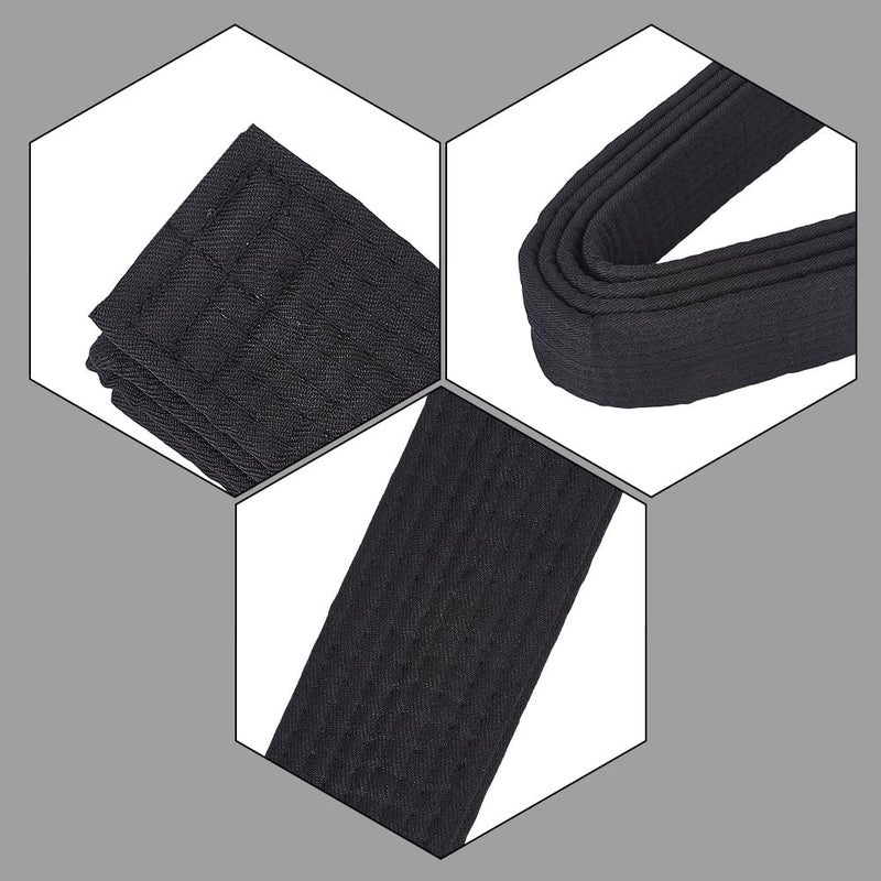 CREATCABIN Black Karate Jiu Jitsu Belt Polyester Martial Arts Belt Judo Jiu-Jitsu TKD Aikido Uniform Ranking Belt Long Soft Universal Fit Belts Taekwondo for Men Women Sports Training Equipment 7.22ft - Image 5